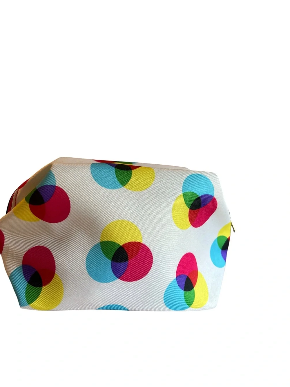 Clinique White Cosmetic Pouch with Multicolor Polka Dots and Mini Skincare Set